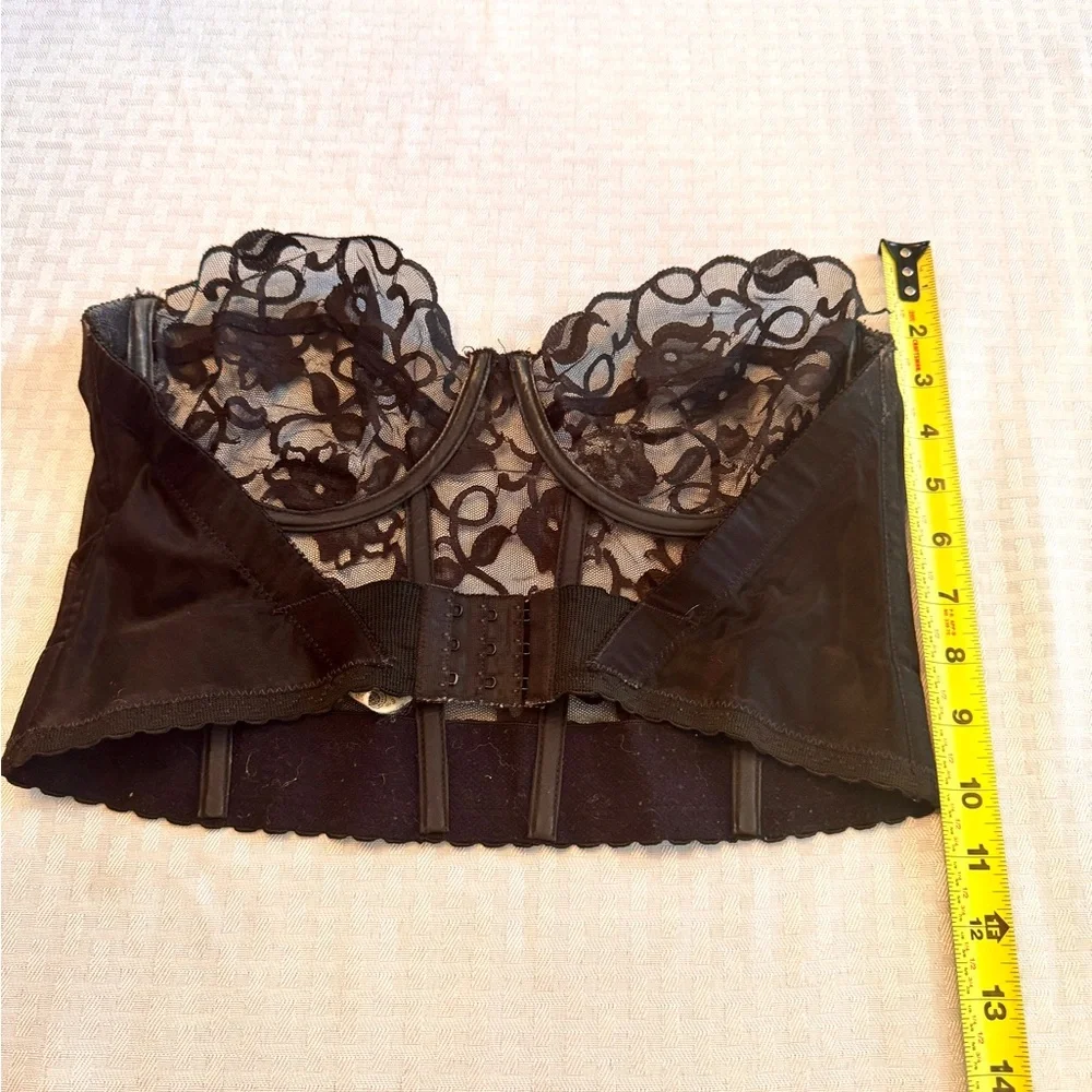 Vintage Valmont Black Lace Bustier Corset‎ ILGWU Union Made USA 38C